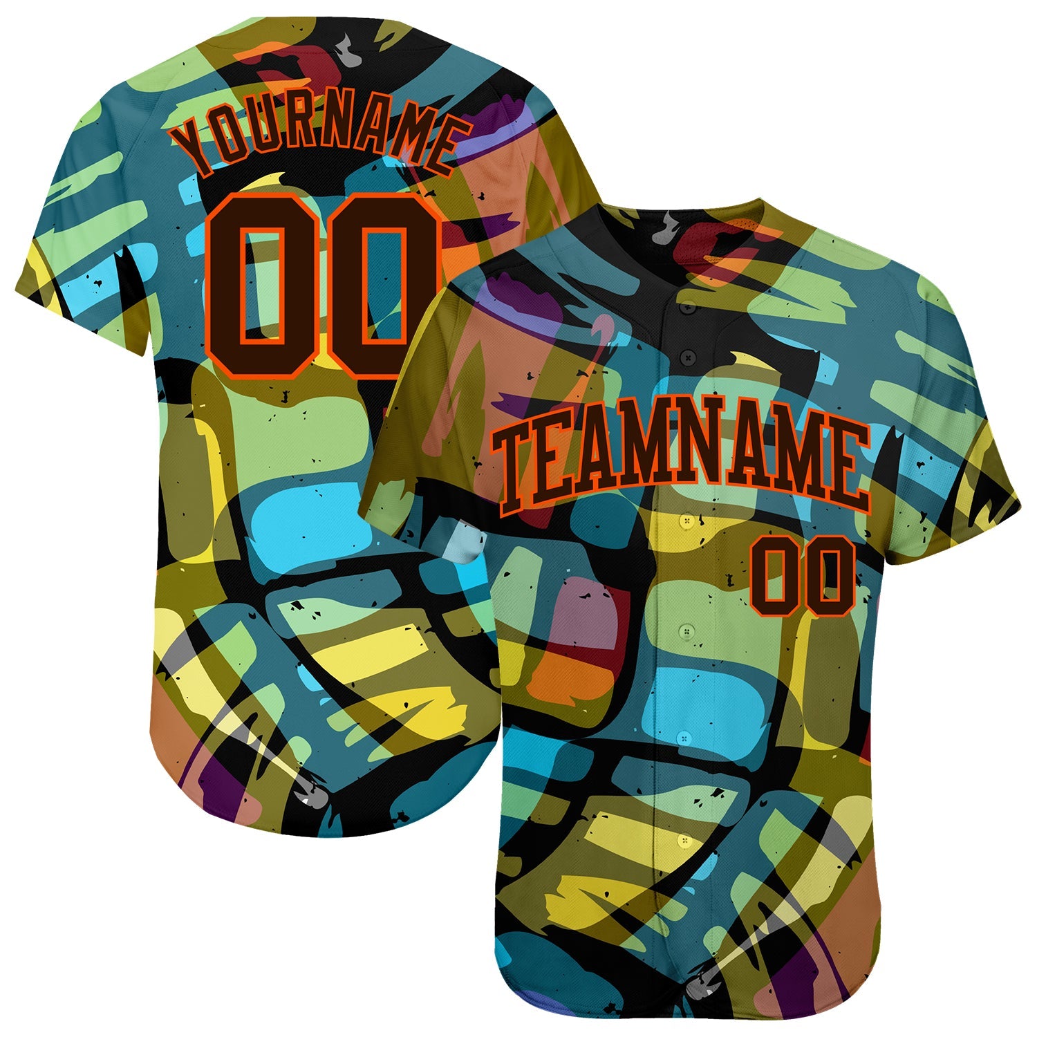 Custom 3D Pattern Design Abstract Graffiti Authentic Baseball Jersey - Sky-Custom