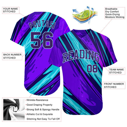 Custom 3D Pattern Design Abstract Pattern For Sport Team Authentic Baseball Jersey - Sky-Custom