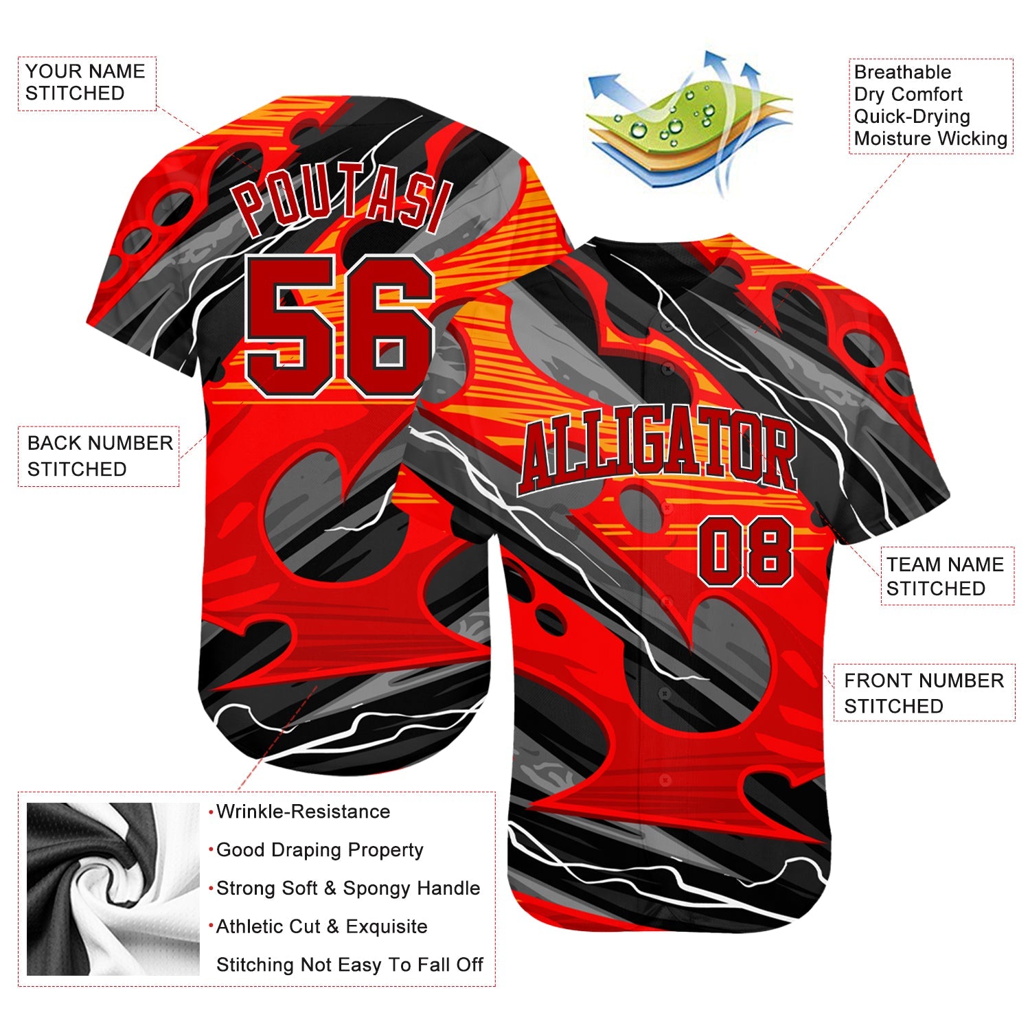 Custom 3D Pattern Design Abstract Pattern For Sport Team Authentic Baseball Jersey - Sky-Custom