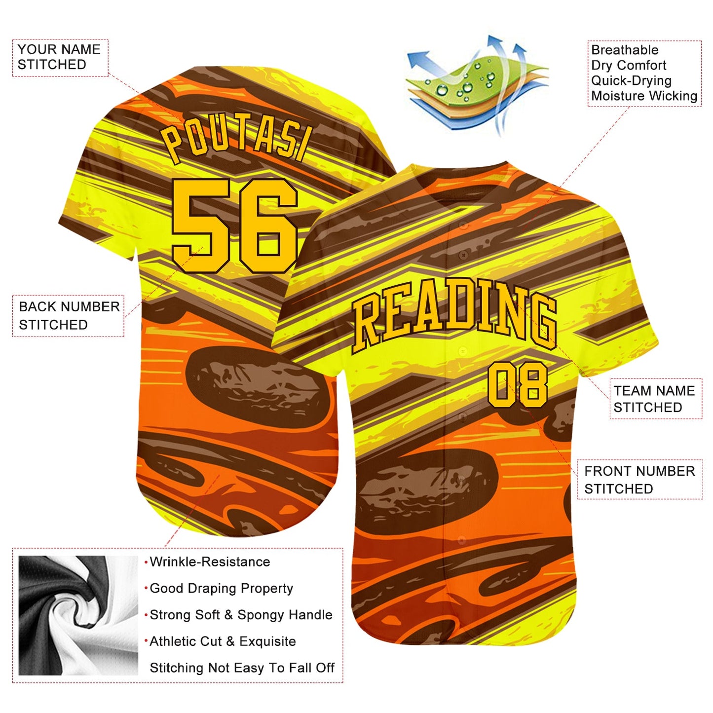 Custom 3D Pattern Design Abstract Pattern For Sport Team Authentic Baseball Jersey - Sky-Custom