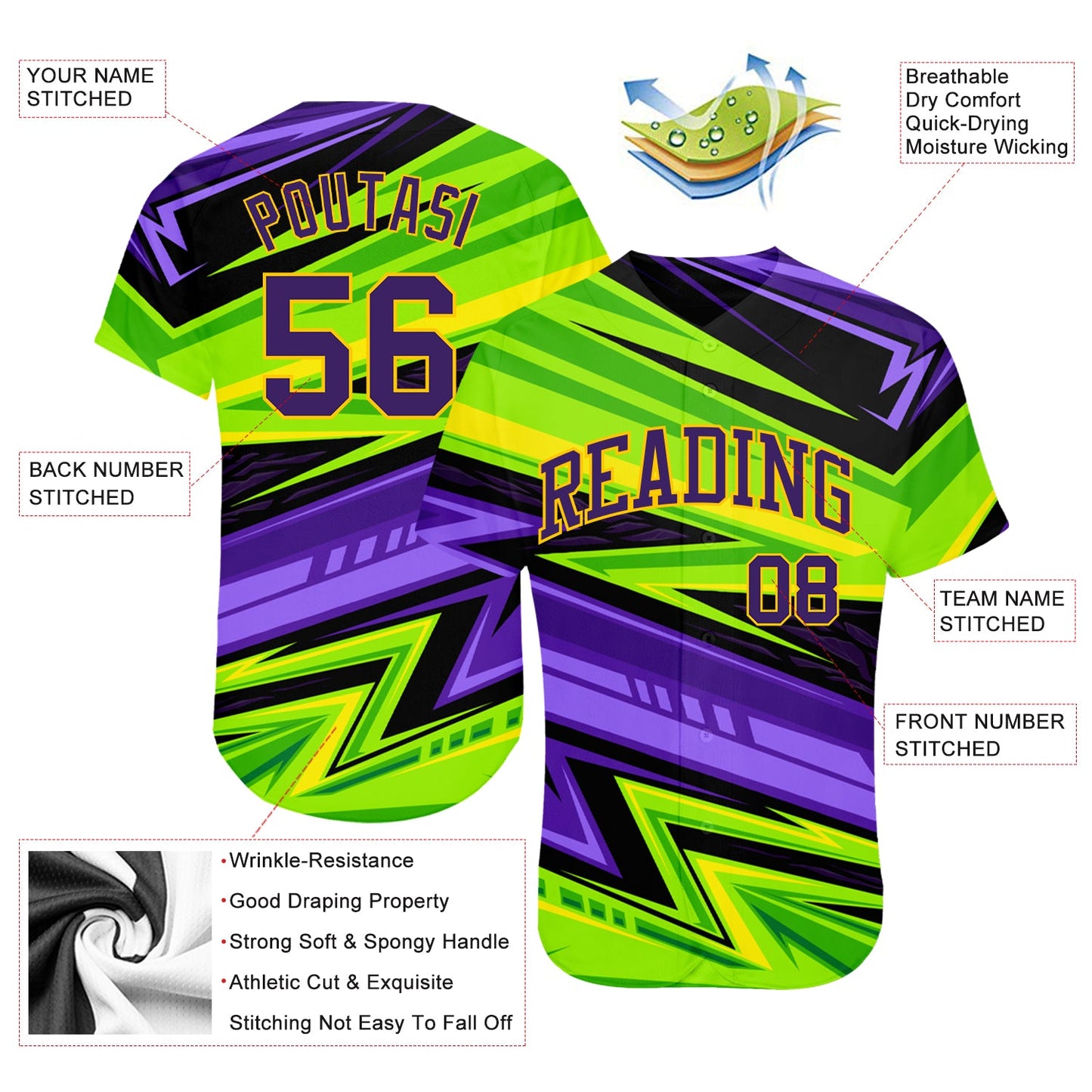 Custom 3D Pattern Design Abstract Pattern For Sport Team Authentic Baseball Jersey - Sky-Custom