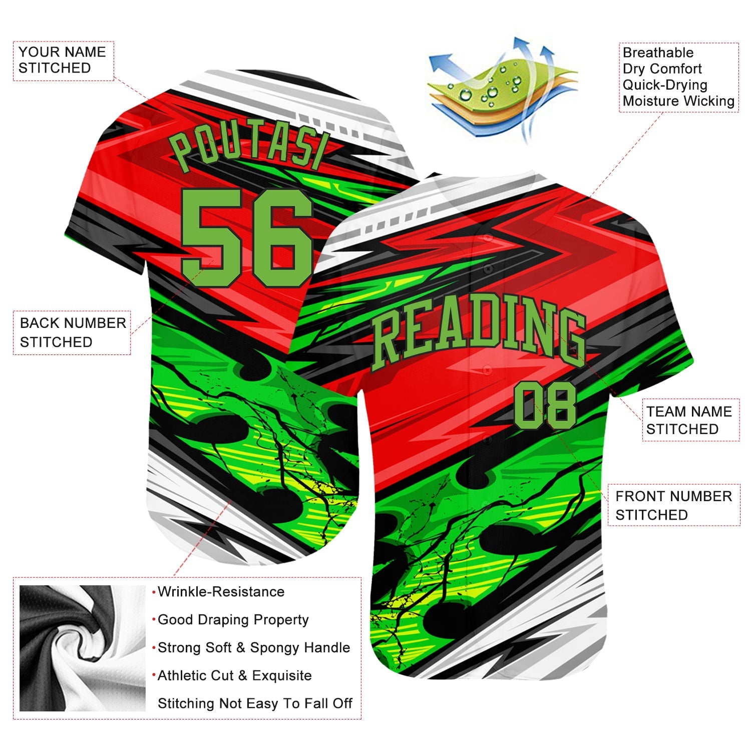 Custom 3D Pattern Design Abstract Pattern For Sport Team Authentic Baseball Jersey - Sky-Custom