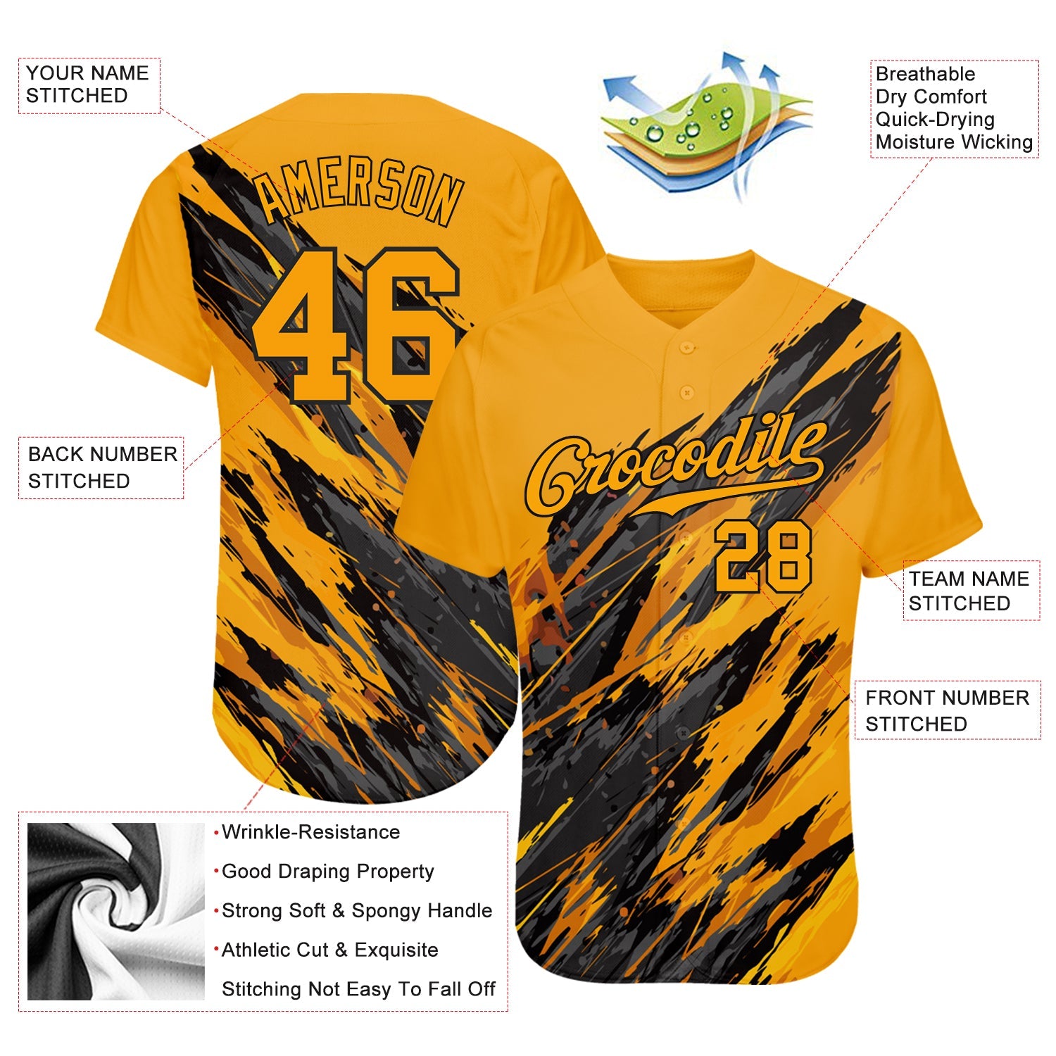 Custom 3D Pattern Design Sport Authentic Baseball Jersey - Sky-Custom