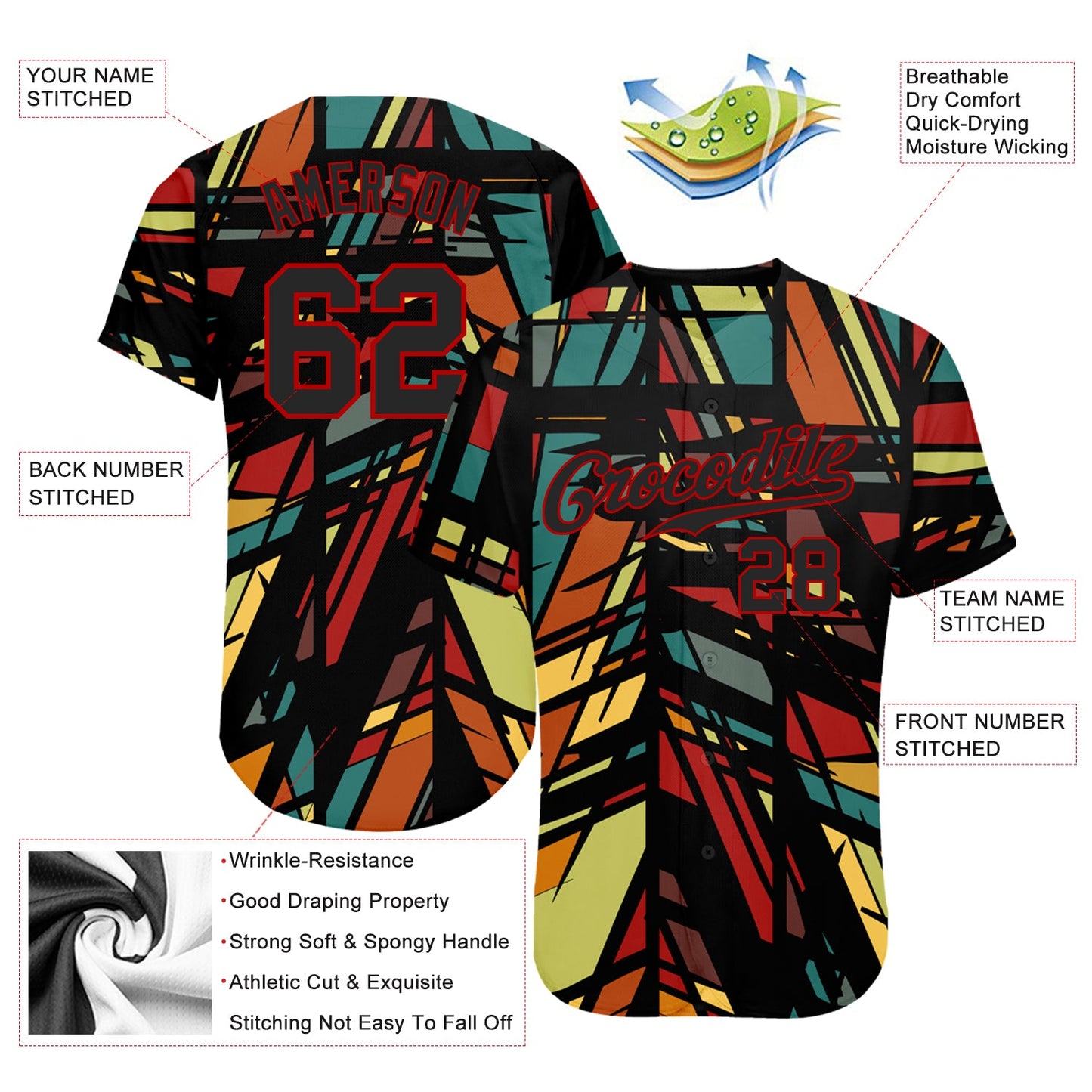 Custom 3D Pattern Design Lines Authentic Baseball Jersey - Sky-Custom