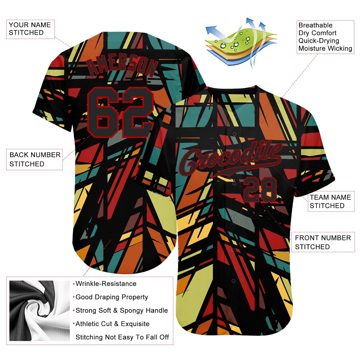 Custom 3D Pattern Design Lines Authentic Baseball Jersey - Sky-Custom