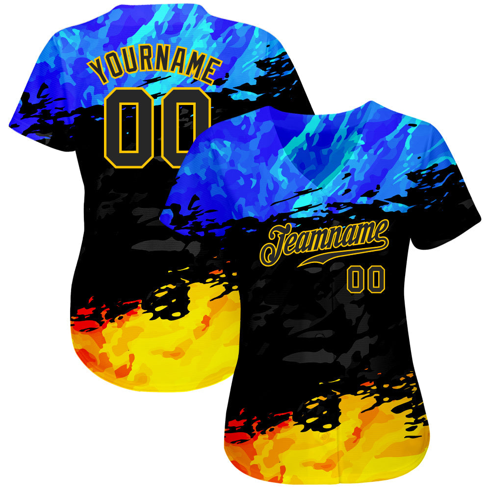 Custom 3D Pattern Design Fade Authentic Baseball Jersey - Sky-Custom