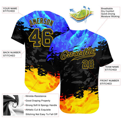 Custom 3D Pattern Design Fade Authentic Baseball Jersey - Sky-Custom