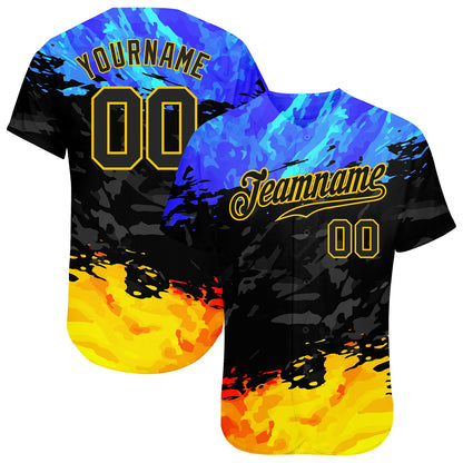 Custom 3D Pattern Design Fade Authentic Baseball Jersey - Sky-Custom