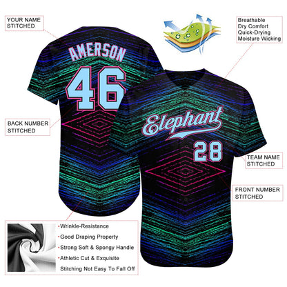 Custom 3D Pattern Design Lines Authentic Baseball Jersey - Sky-Custom