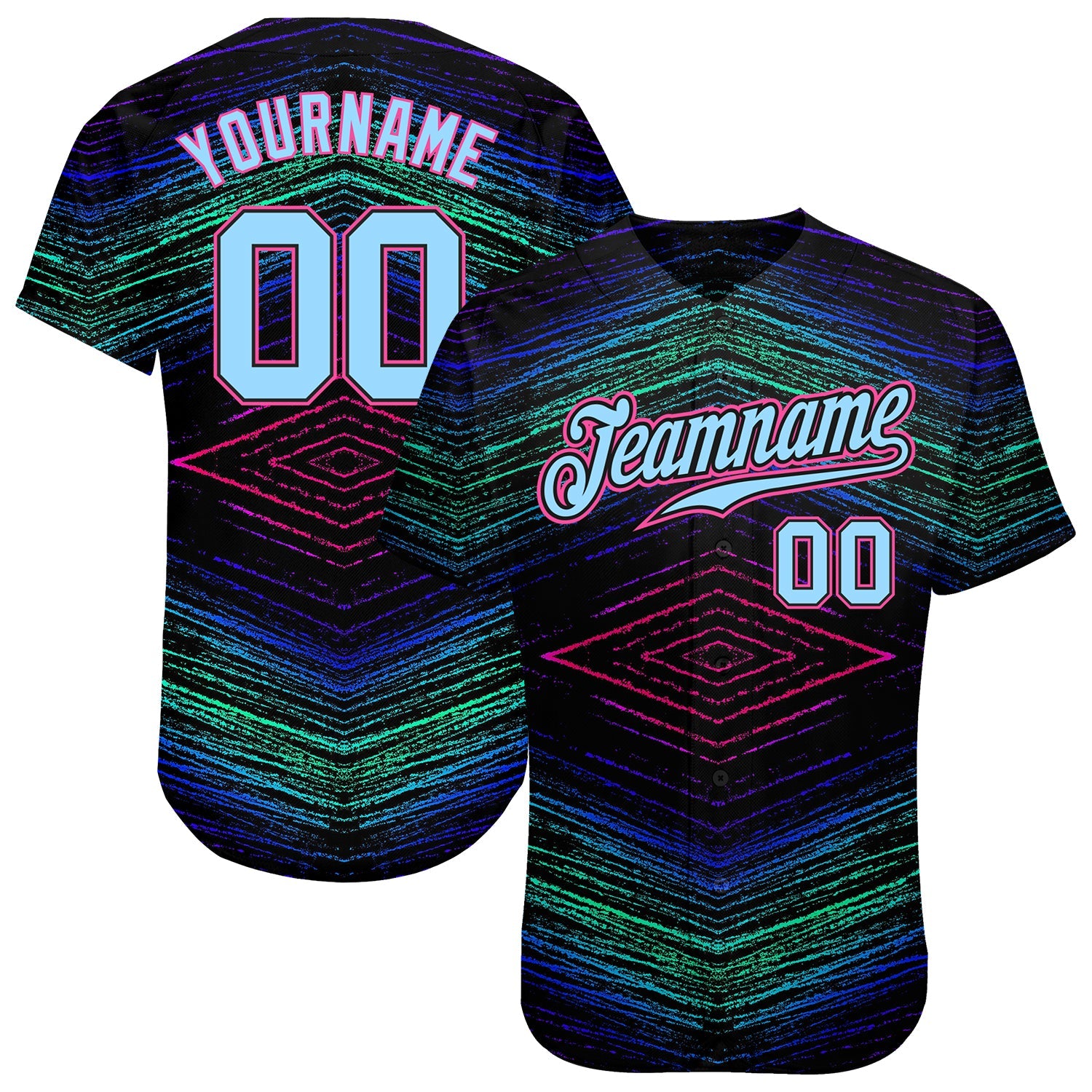 Custom 3D Pattern Design Lines Authentic Baseball Jersey - Sky-Custom
