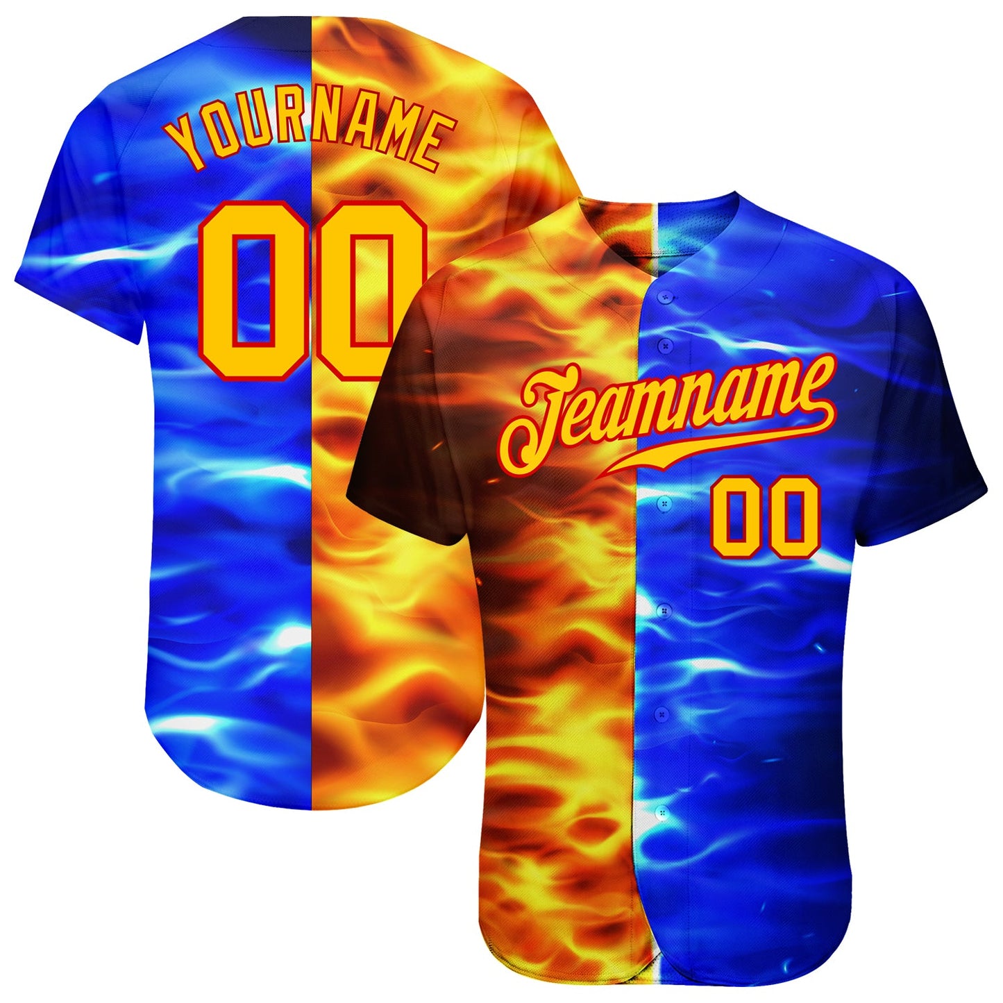 Custom 3D Pattern Design Flame Burning Red Hot Sparks BBQ Season Authentic Baseball Jersey - Sky-Custom