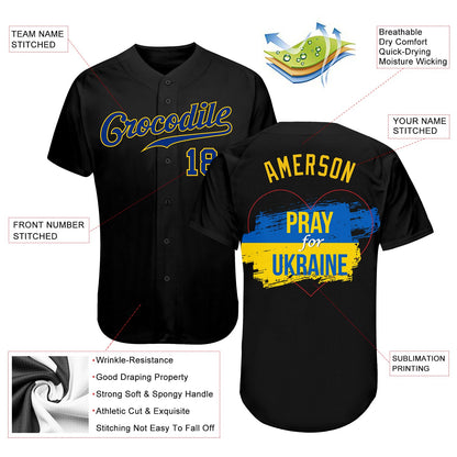 Custom 3D Pattern Design Pray For Ukraine Peace Authentic Baseball Jersey - Sky-Custom