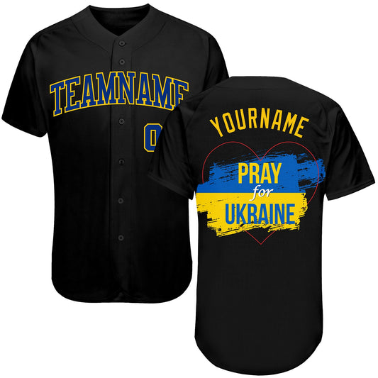 Custom 3D Pattern Design Pray For Ukraine Peace Authentic Baseball Jersey - Sky-Custom
