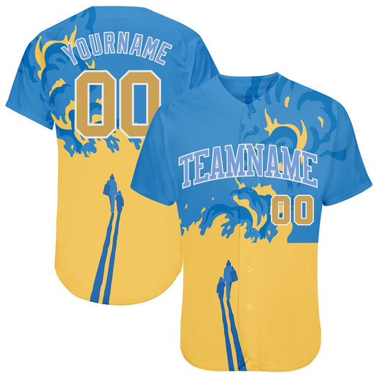 Custom 3D Pattern Design Stop War In Ukraine Authentic Baseball Jersey - Sky-Custom
