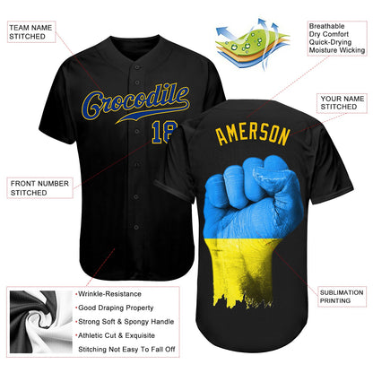 Custom 3D Pattern Design Solidarity With Ukraine Patriotic And Togetherness Authentic Baseball Jersey - Sky-Custom