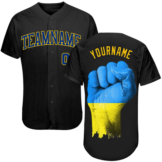Custom 3D Pattern Design Solidarity With Ukraine Patriotic And Togetherness Authentic Baseball Jersey - Sky-Custom