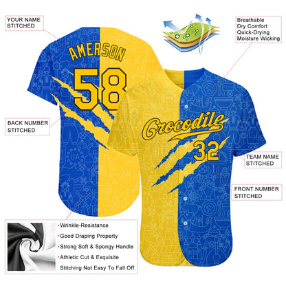 Custom 3D Pattern Design Ukrainian Flag Authentic Baseball Jersey - Sky-Custom