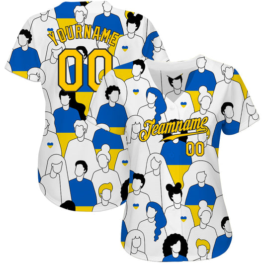 Custom 3D Pattern Design Patriot Of Ukraine Authentic Baseball Jersey - Sky-Custom