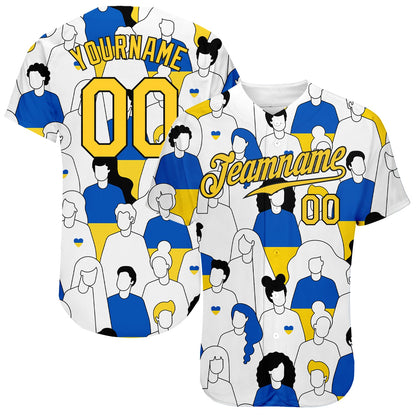 Custom 3D Pattern Design Patriot Of Ukraine Authentic Baseball Jersey - Sky-Custom