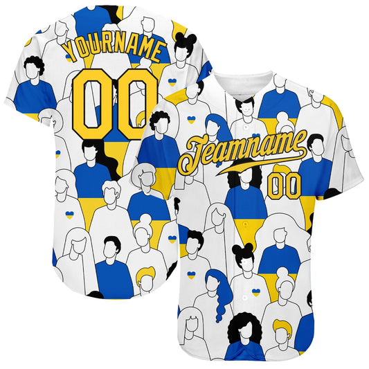Custom 3D Pattern Design Patriot Of Ukraine Authentic Baseball Jersey - Sky-Custom