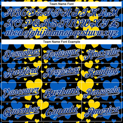 Custom 3D Pattern Design Hearts Painted In The Colors Of The Ukrainian Flag Authentic Baseball Jersey - Sky-Custom