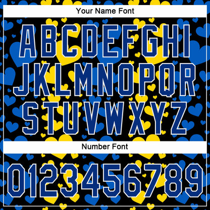 Custom 3D Pattern Design Hearts Painted In The Colors Of The Ukrainian Flag Authentic Baseball Jersey - Sky-Custom