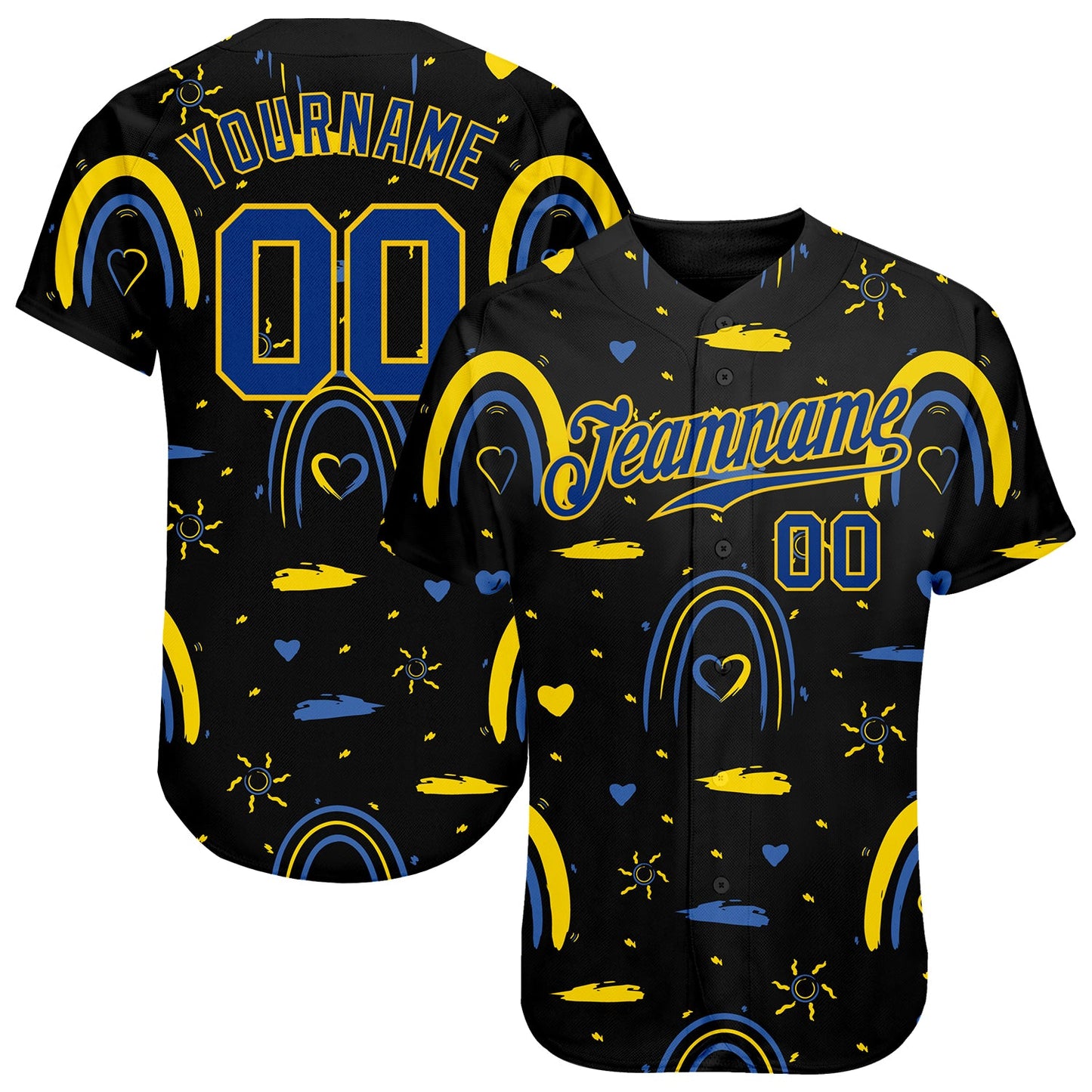 Custom 3D Pattern Design Ukrainian Flag Colors Glory To Ukraine Authentic Baseball Jersey - Sky-Custom