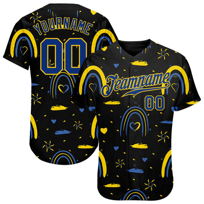 Custom 3D Pattern Design Ukrainian Flag Colors Glory To Ukraine Authentic Baseball Jersey - Sky-Custom