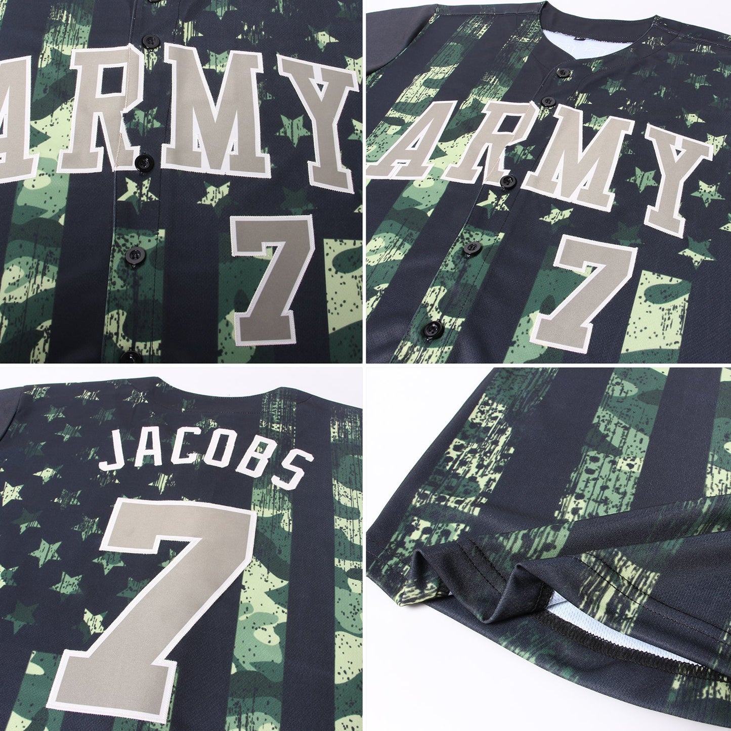 Custom Camo Olive-Cream 3D American Flag Authentic Salute To Service Baseball Jersey - Sky-Custom