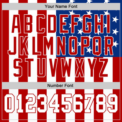 Custom White White-Red 3D American Flag Authentic Baseball Jersey - Sky-Custom