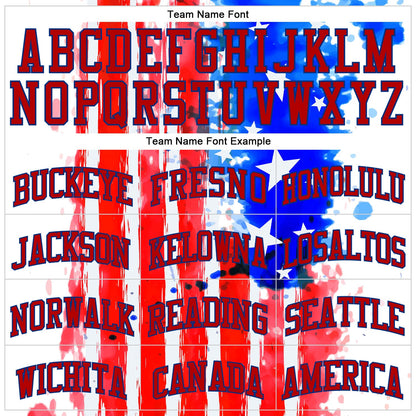 Custom White Royal-Red 3D American Flag Authentic Baseball Jersey - Sky-Custom
