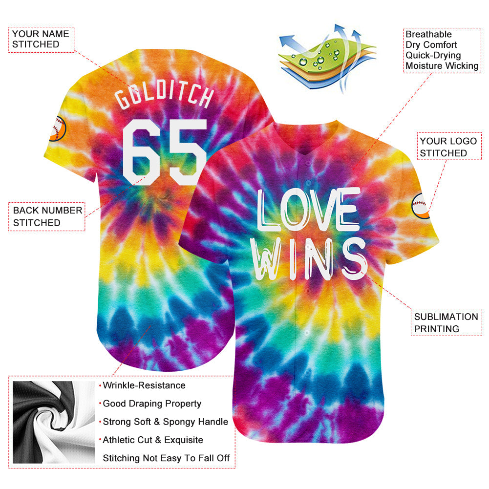 Custom Rainbow For Pride Month Love Wins LGBT Authentic Baseball Jersey - Sky-Custom
