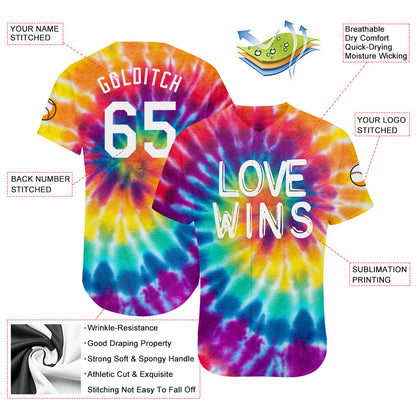 Custom Rainbow For Pride Month Love Wins LGBT Authentic Baseball Jersey - Sky-Custom