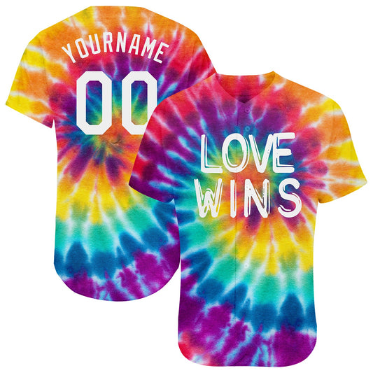 Custom Rainbow For Pride Month Love Wins LGBT Authentic Baseball Jersey - Sky-Custom