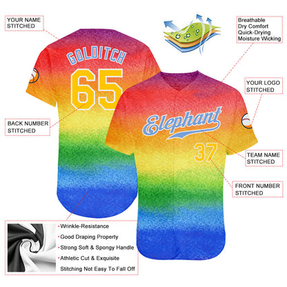 Custom Rainbow For Pride Month Love Is Love LGBT Authentic Baseball Jersey - Sky-Custom