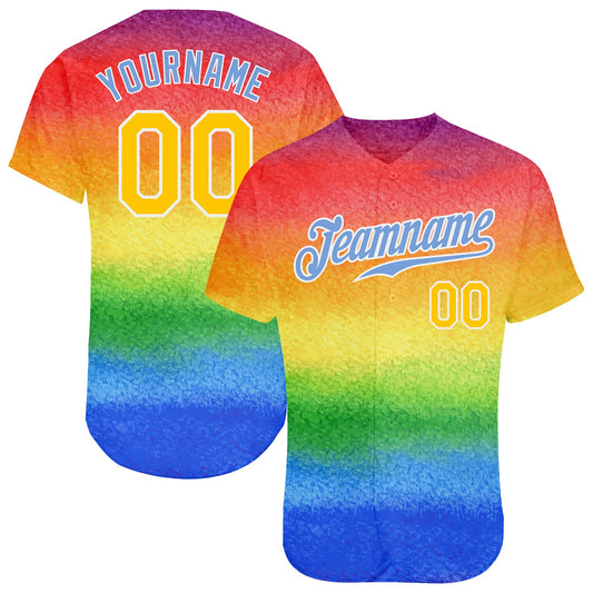 Custom Rainbow For Pride Month Love Is Love LGBT Authentic Baseball Jersey - Sky-Custom