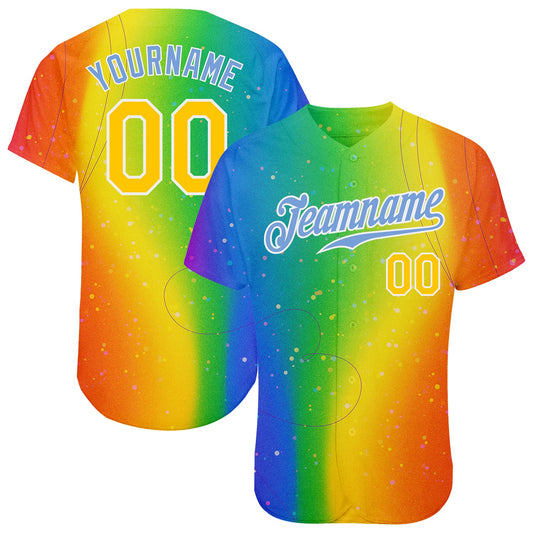 Custom Rainbow For Pride Month Love Is Love LGBT Authentic Baseball Jersey - Sky-Custom