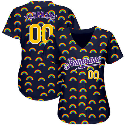Custom Rainbow For Pride Month Love Is Love LGBT Authentic Baseball Jersey - Sky-Custom