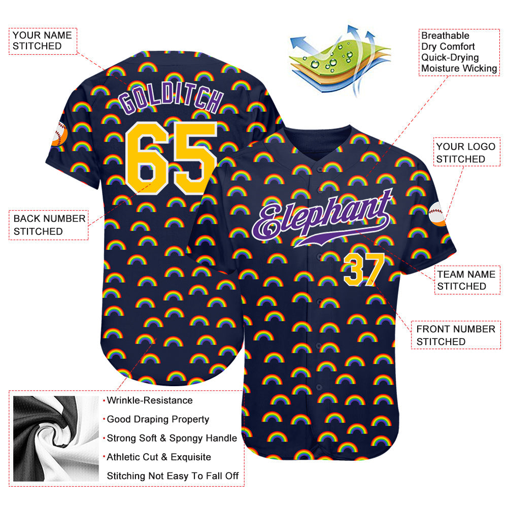 Custom Rainbow For Pride Month Love Is Love LGBT Authentic Baseball Jersey - Sky-Custom