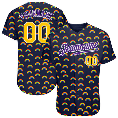 Custom Rainbow For Pride Month Love Is Love LGBT Authentic Baseball Jersey - Sky-Custom
