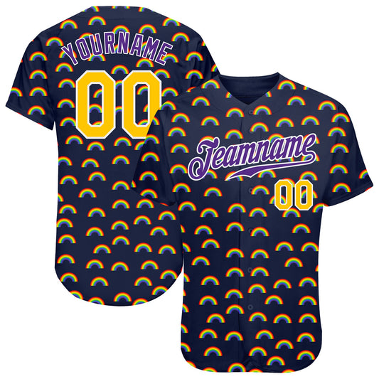Custom Rainbow For Pride Month Love Is Love LGBT Authentic Baseball Jersey - Sky-Custom