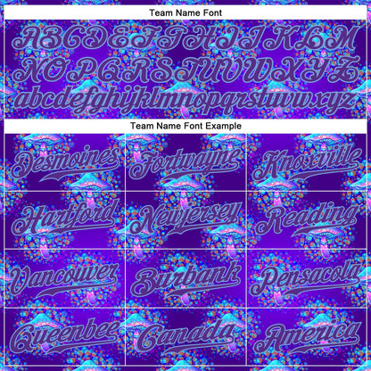 Custom 3D Pattern Design Magic Mushrooms Psychedelic Hallucination Authentic Baseball Jersey - Sky-Custom