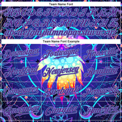 Custom 3D Pattern Design Magic Mushrooms Over Sacred Geometry Psychedelic Hallucination Authentic Baseball Jersey - Sky-Custom