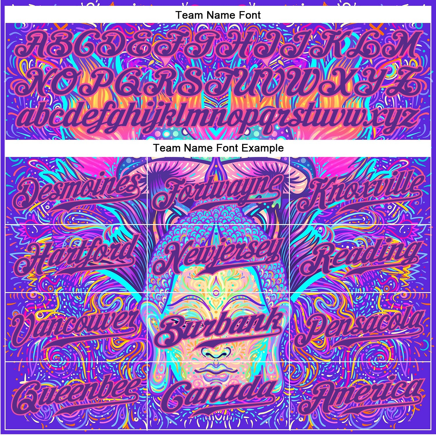 Custom 3D Pattern Design Sitting Buddha Over Colorful Neon Background Psychedelic Mushroom Composition Authentic Baseball Jersey - Sky-Custom