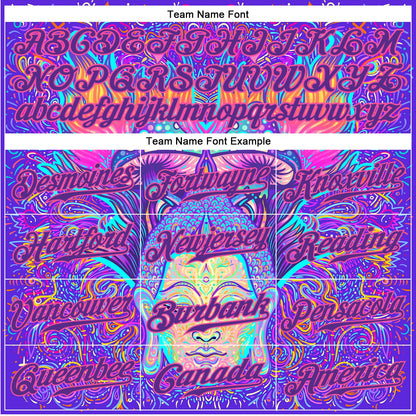 Custom 3D Pattern Design Sitting Buddha Over Colorful Neon Background Psychedelic Mushroom Composition Authentic Baseball Jersey - Sky-Custom