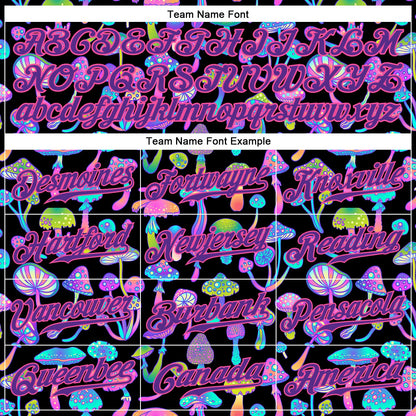 Custom 3D Pattern Design Magic Mushrooms Psychedelic Hallucination Authentic Baseball Jersey - Sky-Custom