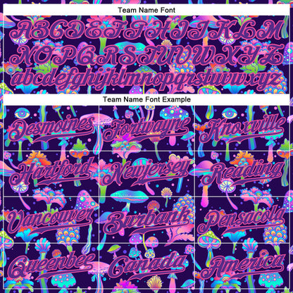 Custom 3D Pattern Design Colorful Flowers And Mushrooms Psychedelic Hallucination Authentic Baseball Jersey - Sky-Custom