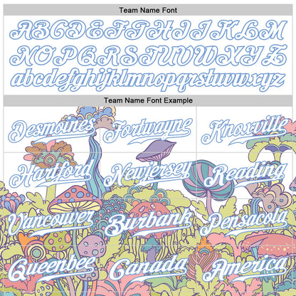 Custom 3D Pattern Design Colorful Flowers And Mushrooms Psychedelic Hallucination Authentic Baseball Jersey - Sky-Custom
