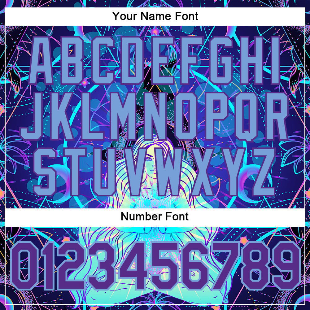 Custom 3D Pattern Design Magic Girl Sitting And Meditation In Lotus Position Over Geometry Psychedelic Hallucination Authentic Baseball Jersey - Sky-Custom