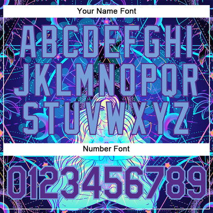 Custom 3D Pattern Design Magic Girl Sitting And Meditation In Lotus Position Over Geometry Psychedelic Hallucination Authentic Baseball Jersey - Sky-Custom